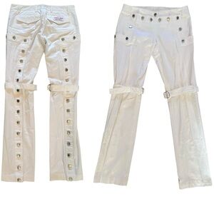 Dolce & Gabbana Y2K White Vintage Bondage Button Pants Size EU 40 / US 4